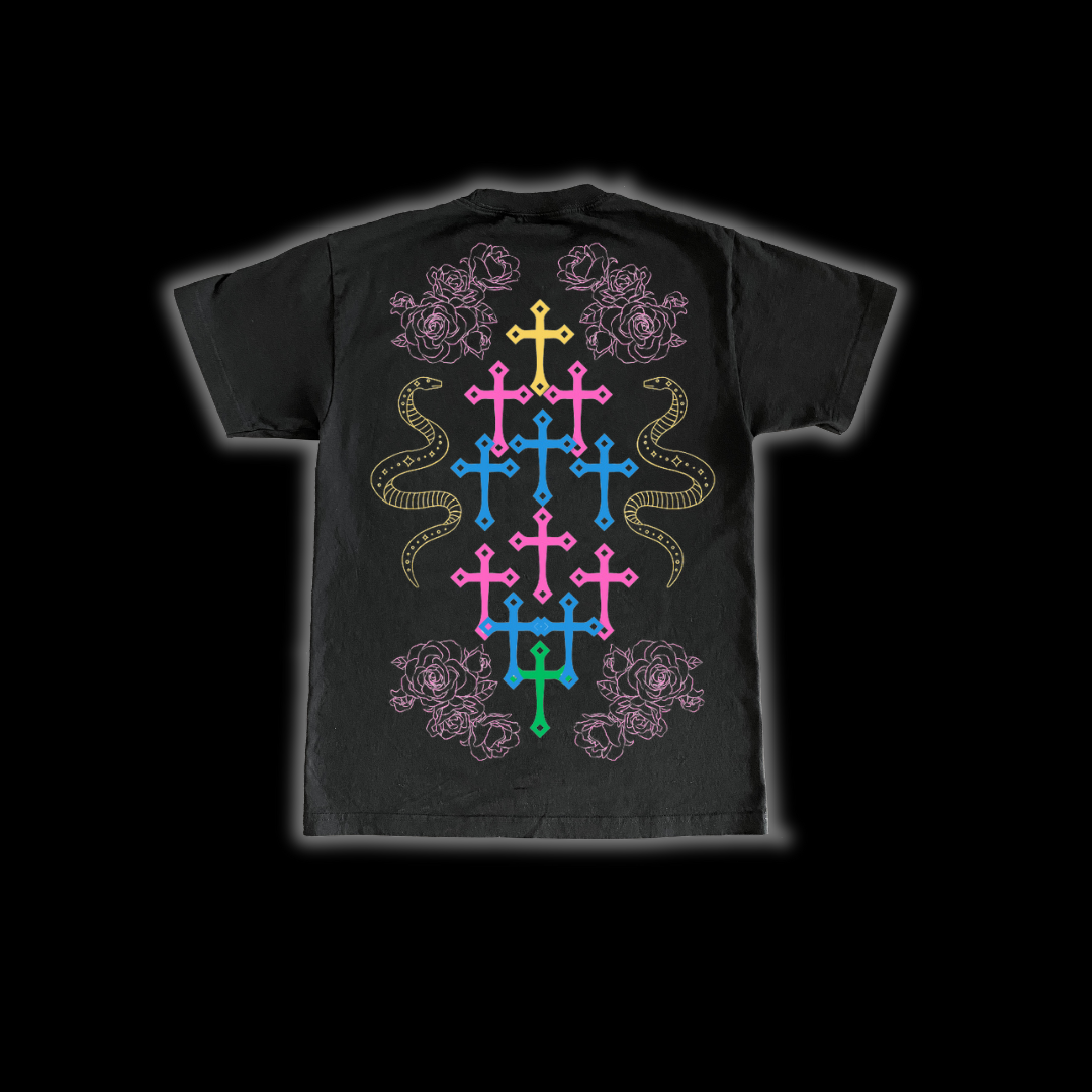 'MULTI-COLOR CROSSES' - TEE