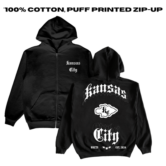 'KC' - PUFF PRINT ZIP-UP *PRE-ORDER*